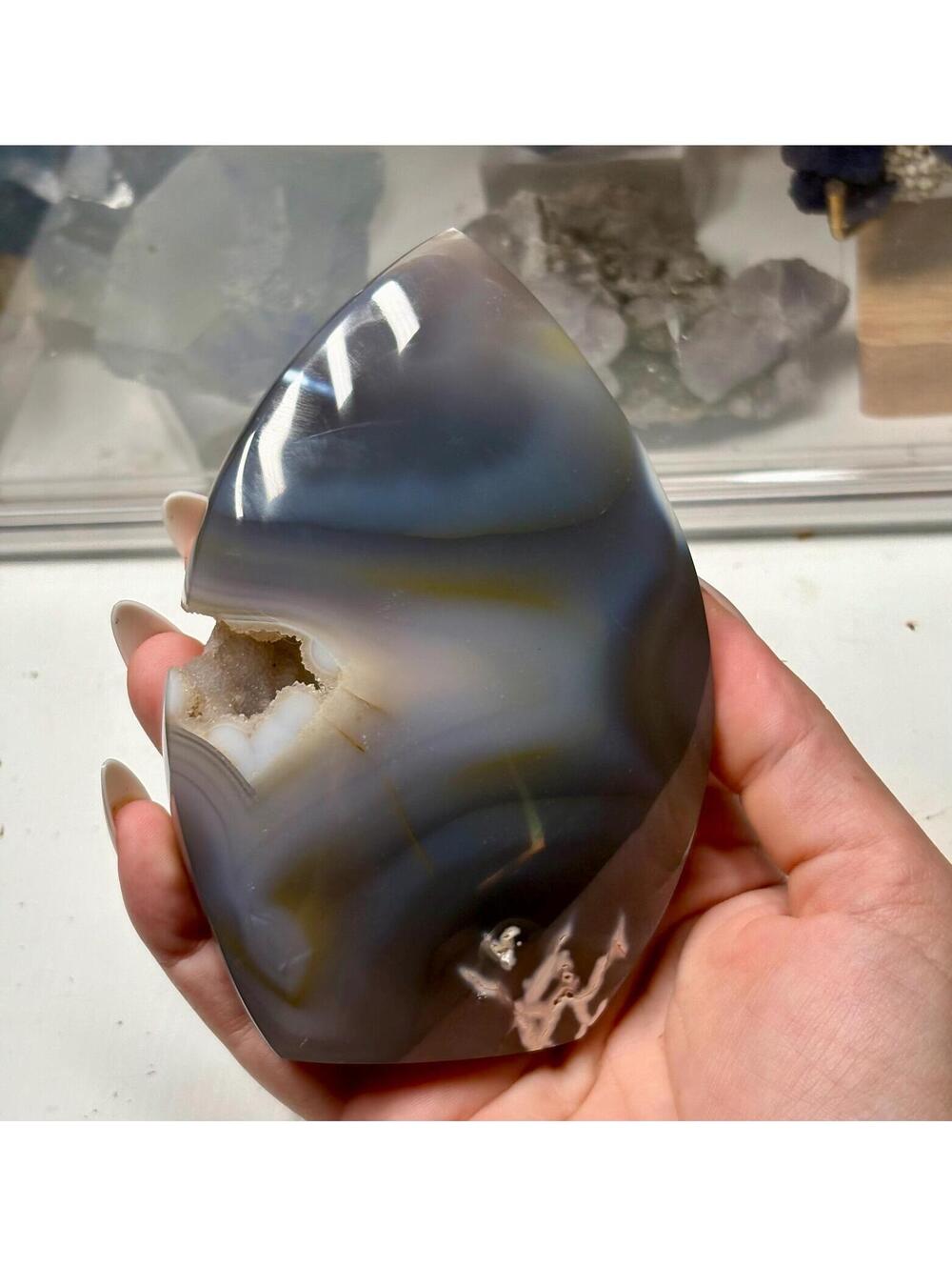 Orca Agate Freeform | Natural Druzy Orca Agate Flame | Madagascar